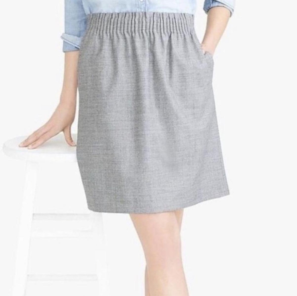 J. Crew Gray Midi Skirt Paper Bag Elastic Size 6
